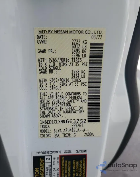 2022 Nissan Frontier S from USA, damaged, VIN 1N6ED1CLXNN663752